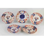 Five Japanese Imari plates Ø 20 - 21 cm.