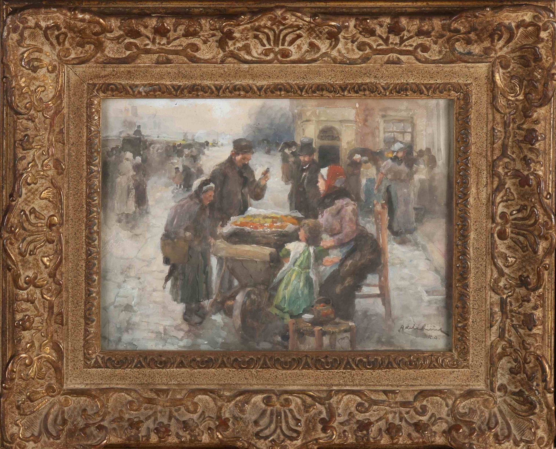 A. de la Riviere, Rotterdam market with figures