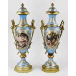 Two Sevres style vases, H 57 cm.