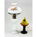 Two antique opaline table lamps