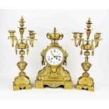 Antique three-piece French clock set, 1870