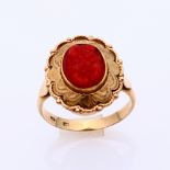 Gold ring and cut red coral