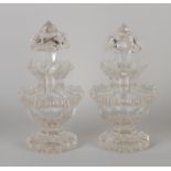 Two crystal flasks, 1850