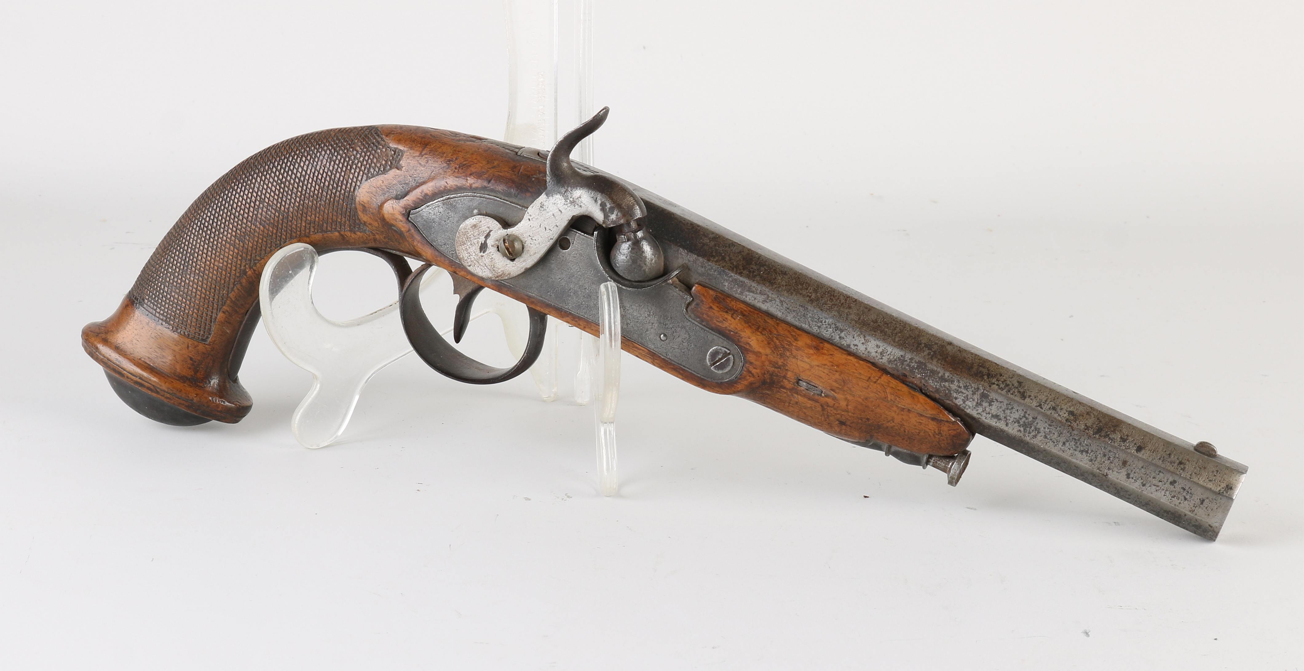 Antique percussion pistol, L 33 cm.