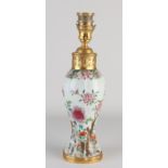 18th Century Chinese Family Rose vase lamp, H 41 cm.