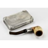 Silver tobacco box with pipe