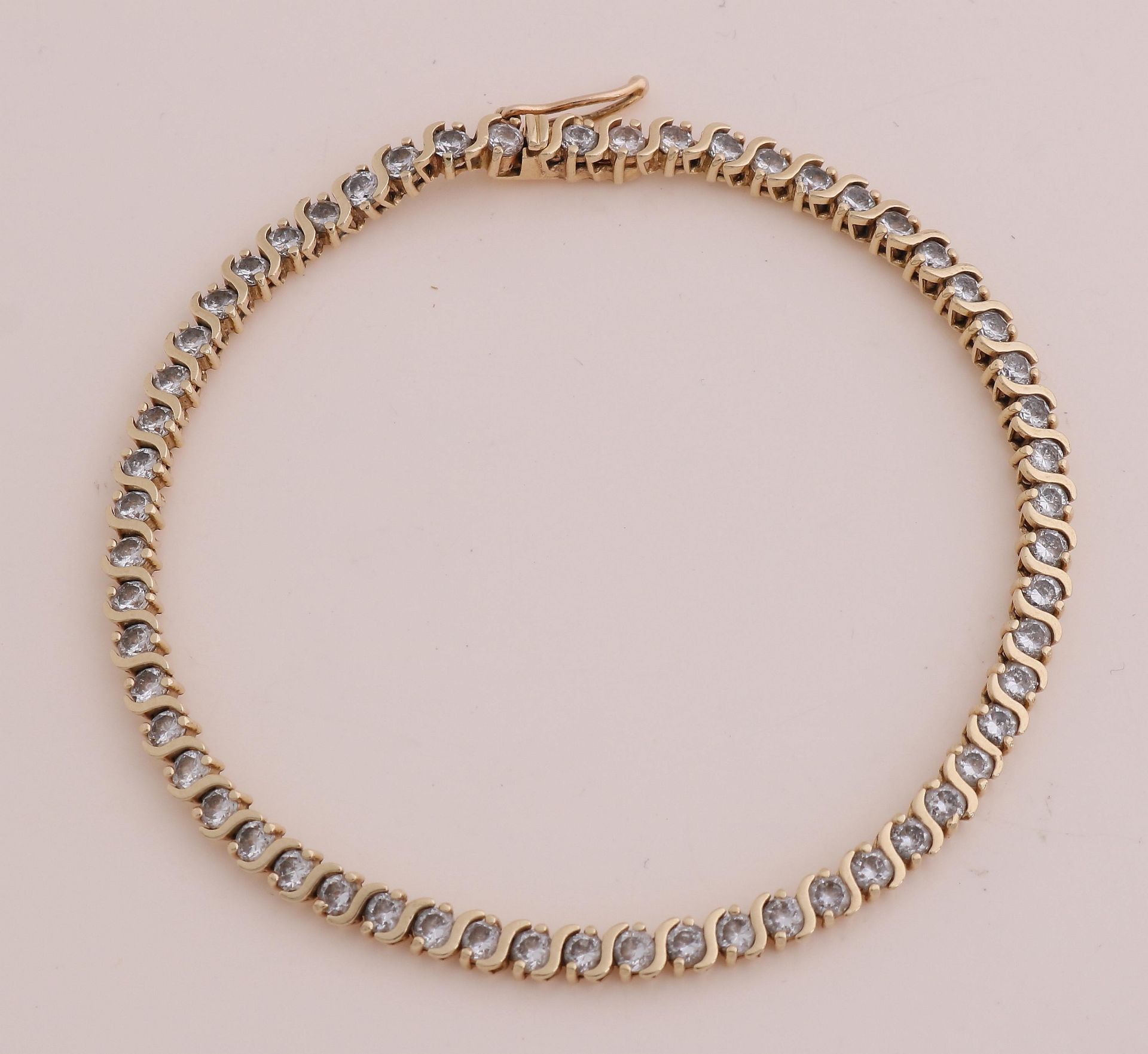 Gold tennis bracelet, zirconia