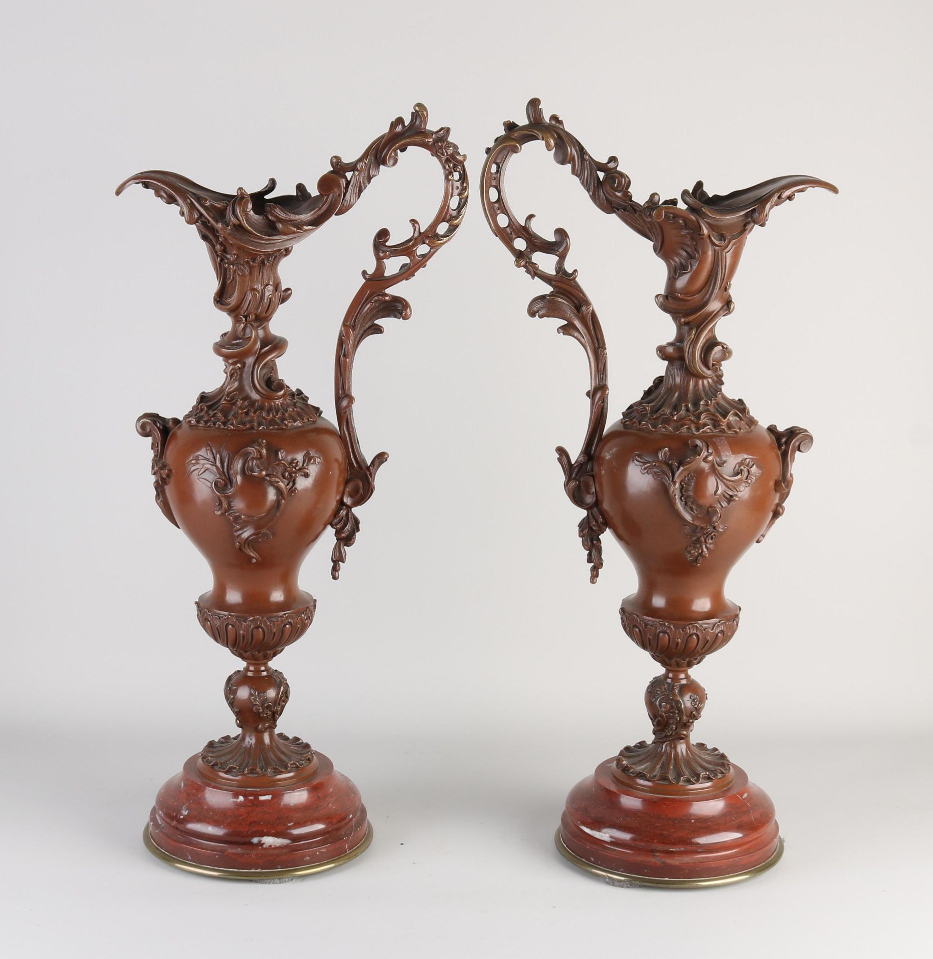Two French bronze jugs, H 56 cm. - Image 2 of 2