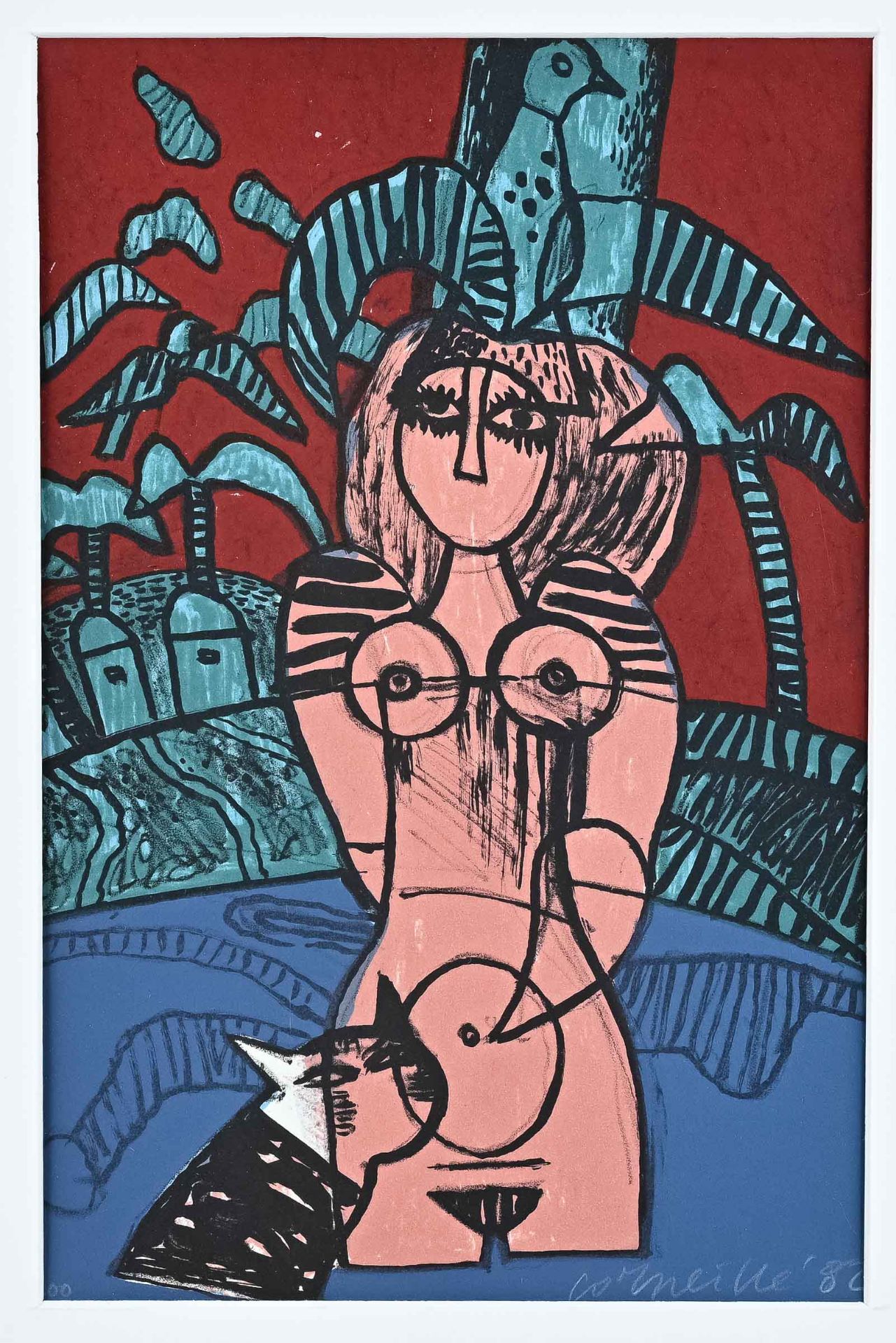 Guillaume Corneille, Female Nude with Cat and Dove - Image 2 of 2