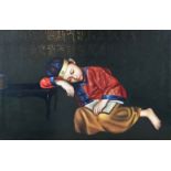 Unsigned, Sleeping young emperor with Chinese text