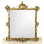 Gilded rococo style mirror, H 115 x W 90 cm.