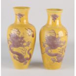 Two Chinese dragon vases, H 23 cm.