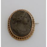 Lava cameo brooch