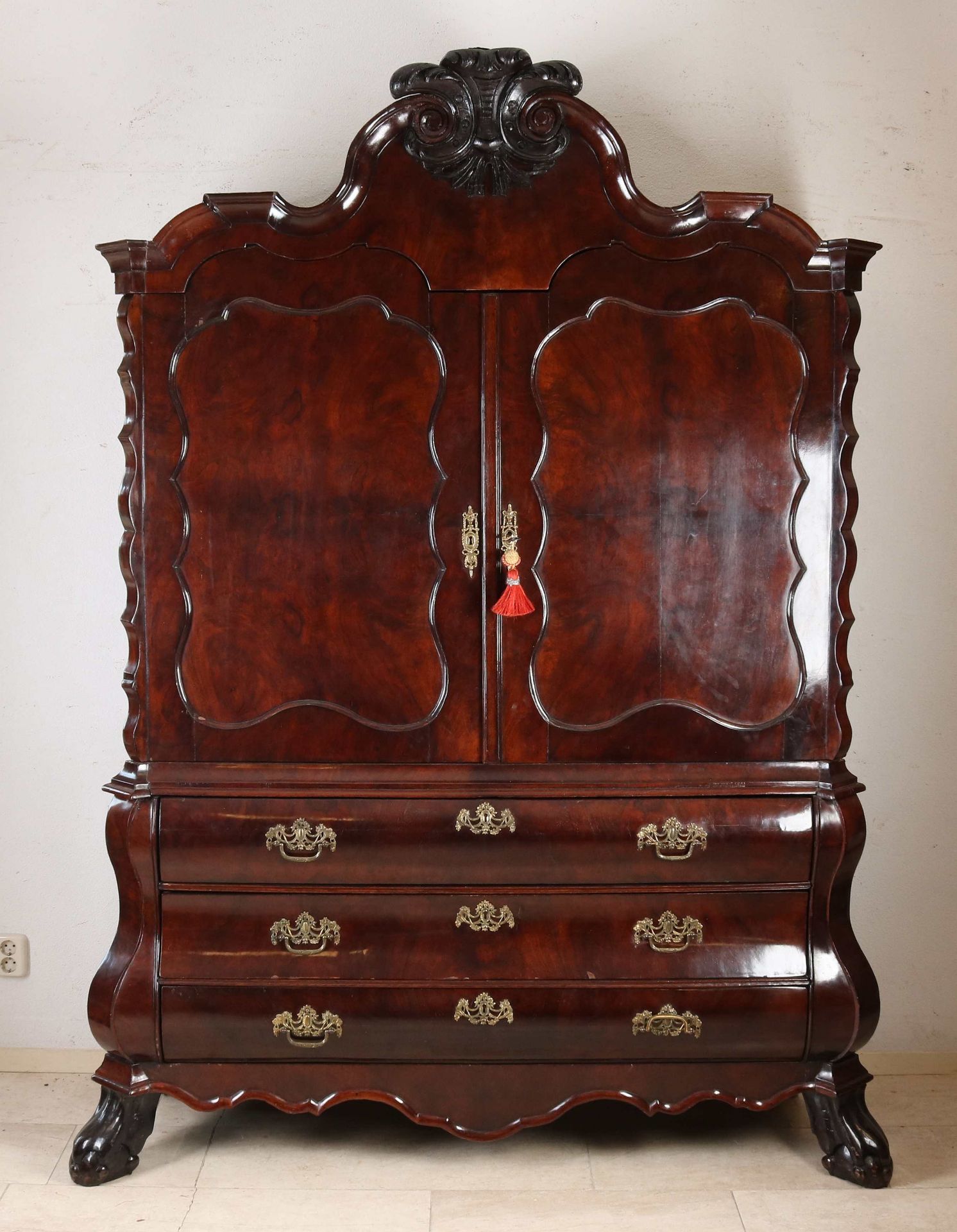 Small burr walnut linen cabinet