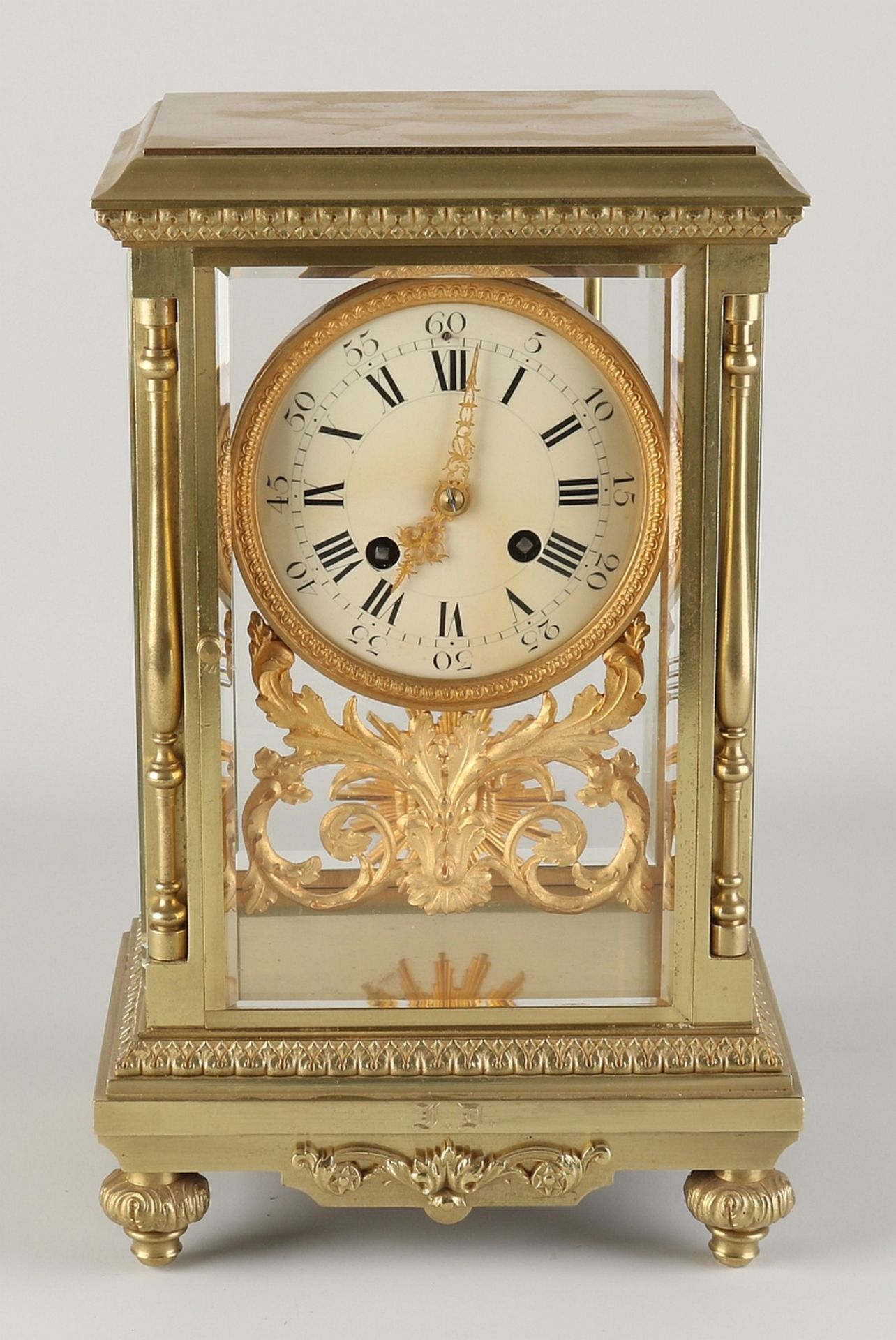 Antique French glass mantel clock