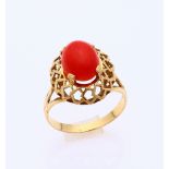 Gold ring with red coral
