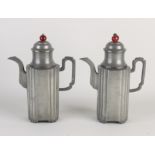 Two antique Chinese pewter pitchers, 1900
