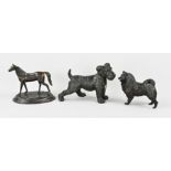 Three old animal figures