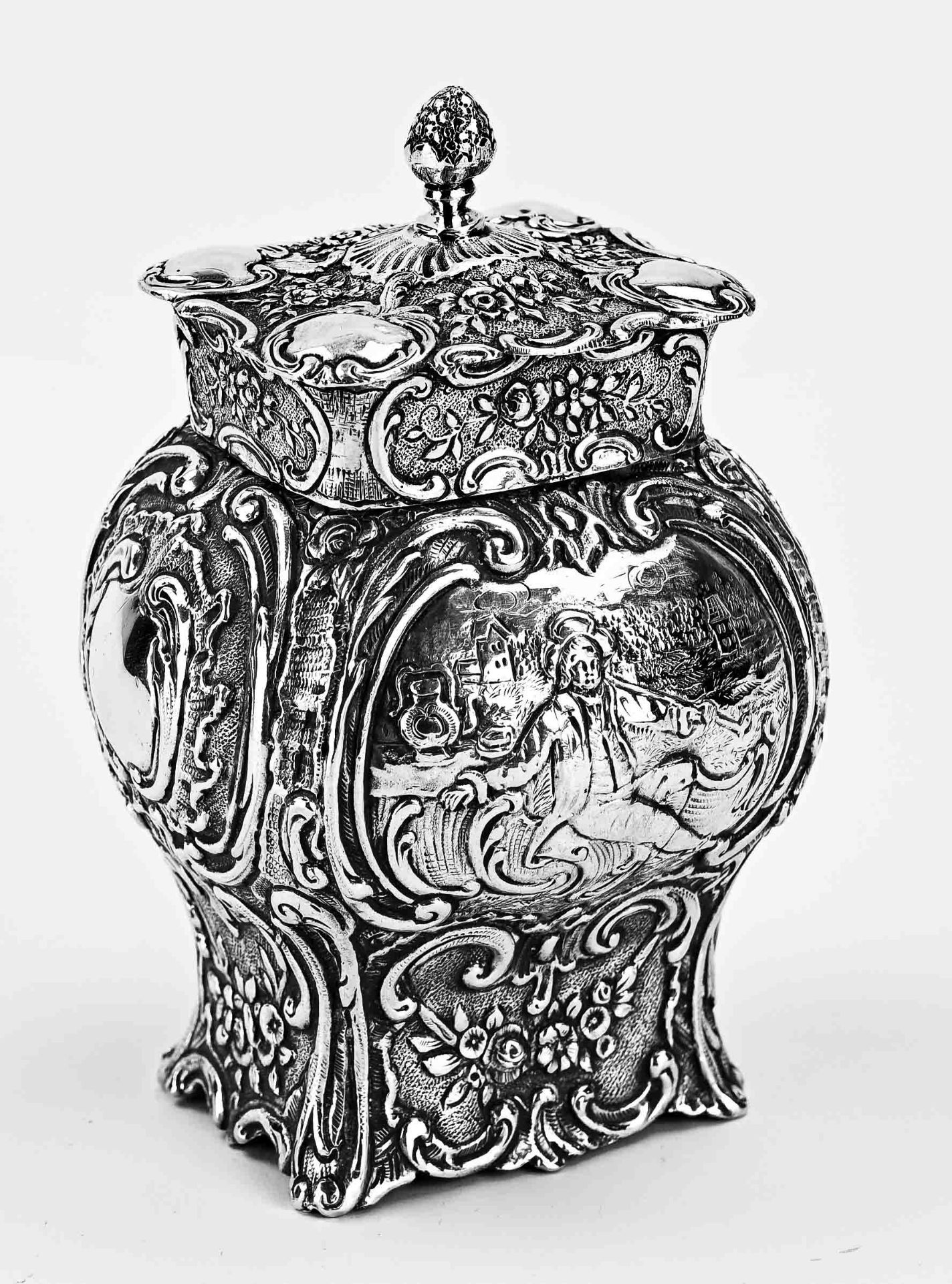 silver tea caddy