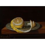 C. Cornelisz, Still life with lemon and pewter plate