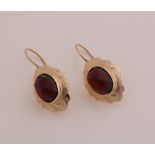 Gold ear hooks garnet