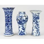 Three 18th century Chinese vases, H 22 - 25 cm.
