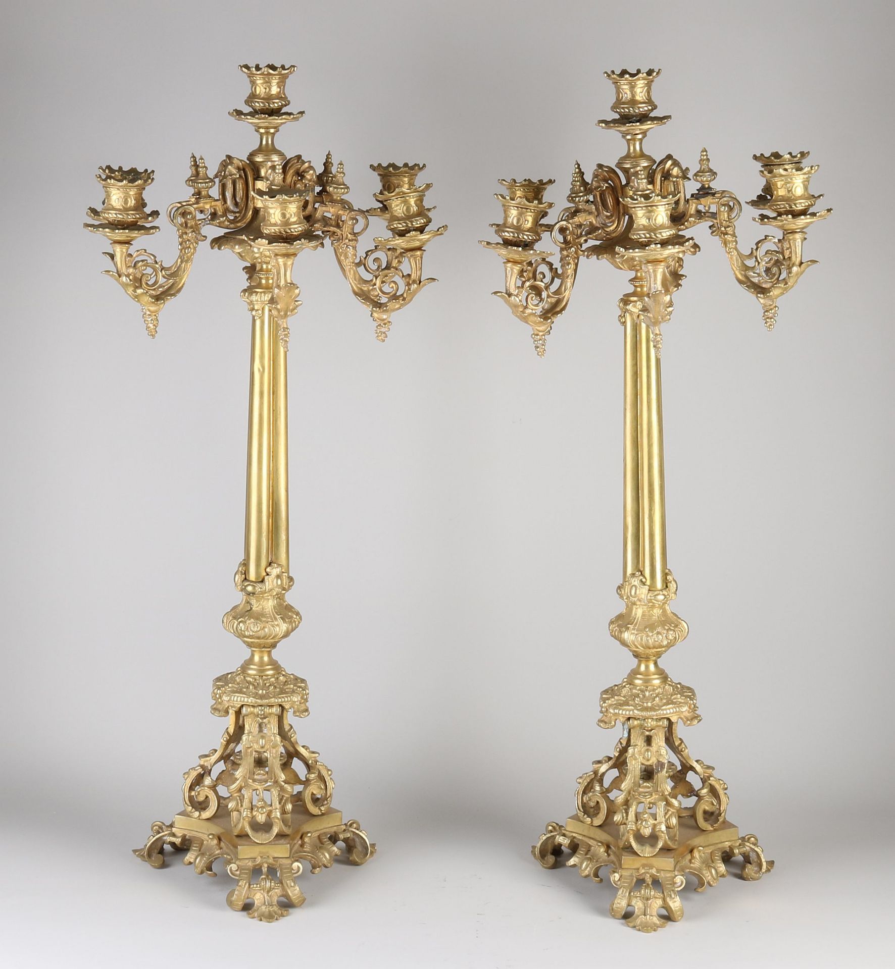Two fire-gilded church candlesticks