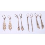 4 Pairs of silver earrings