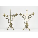 Two bronze candlesticks, H 50 cm.