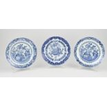 Three 18th century Chinese plates Ø 24 cm.