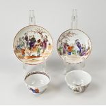 Two 18th century Chinese cups + saucers