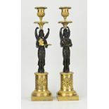 Two French Empire candlesticks, 1810