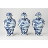 Three 18th century Delft vases