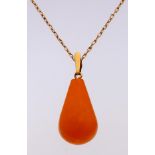 Gold on silver necklace with amber