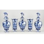 18th century Delft cabinet set