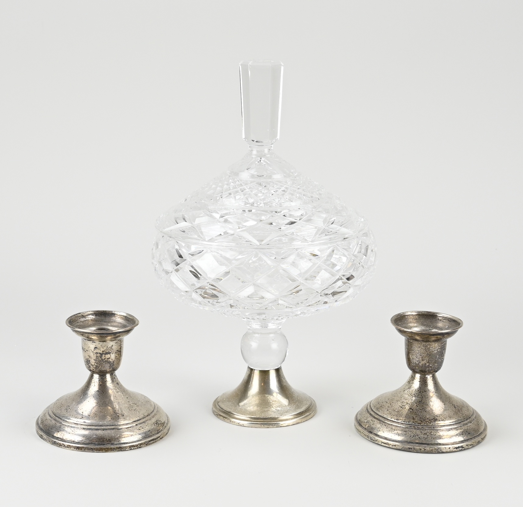 Candlesticks/crystal with silver