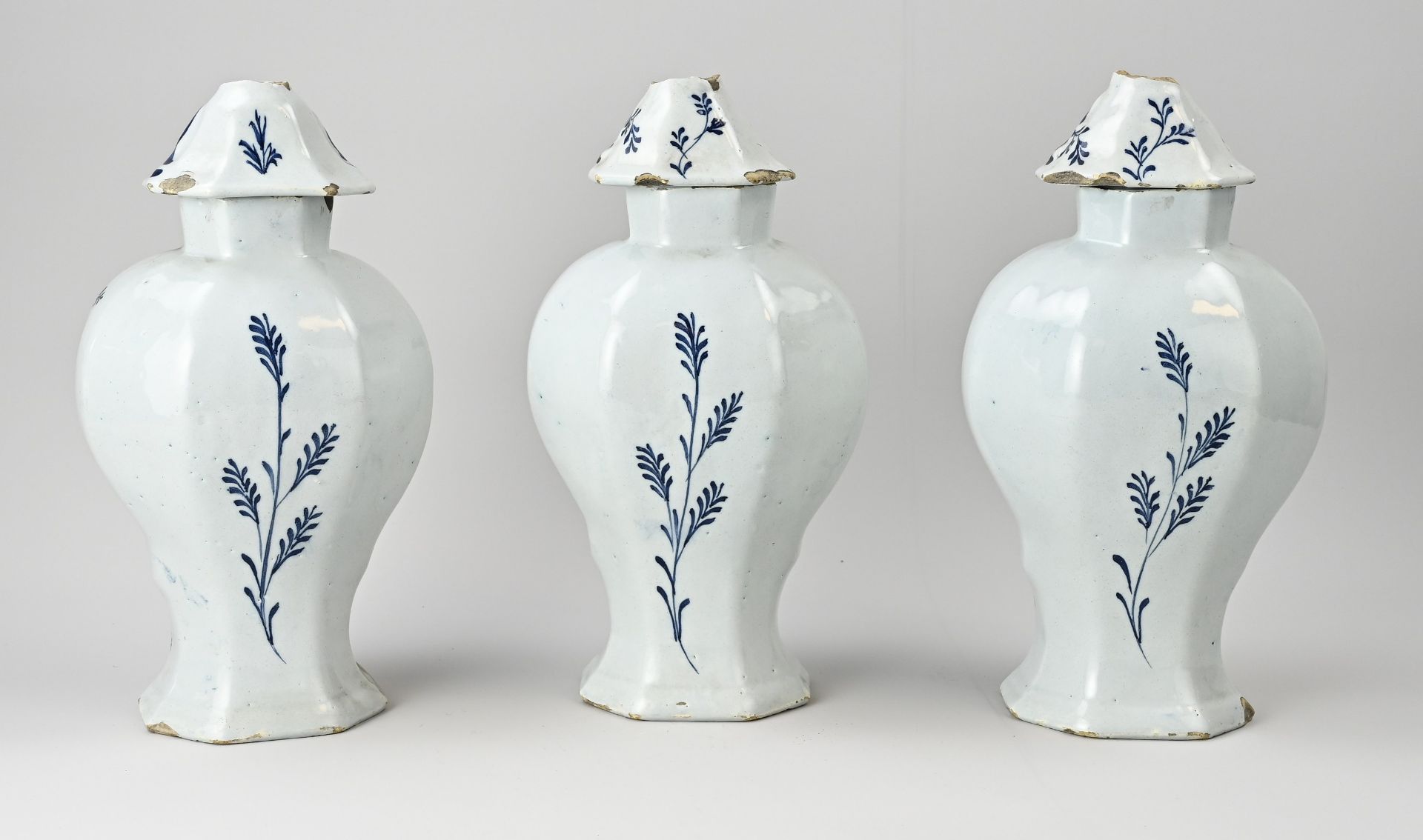 Three 18th century Delft vases - Image 2 of 2