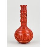 Antique Peking glass pipe vase, H 28 cm.