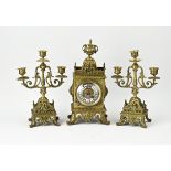 Three-piece French clock set, 1880