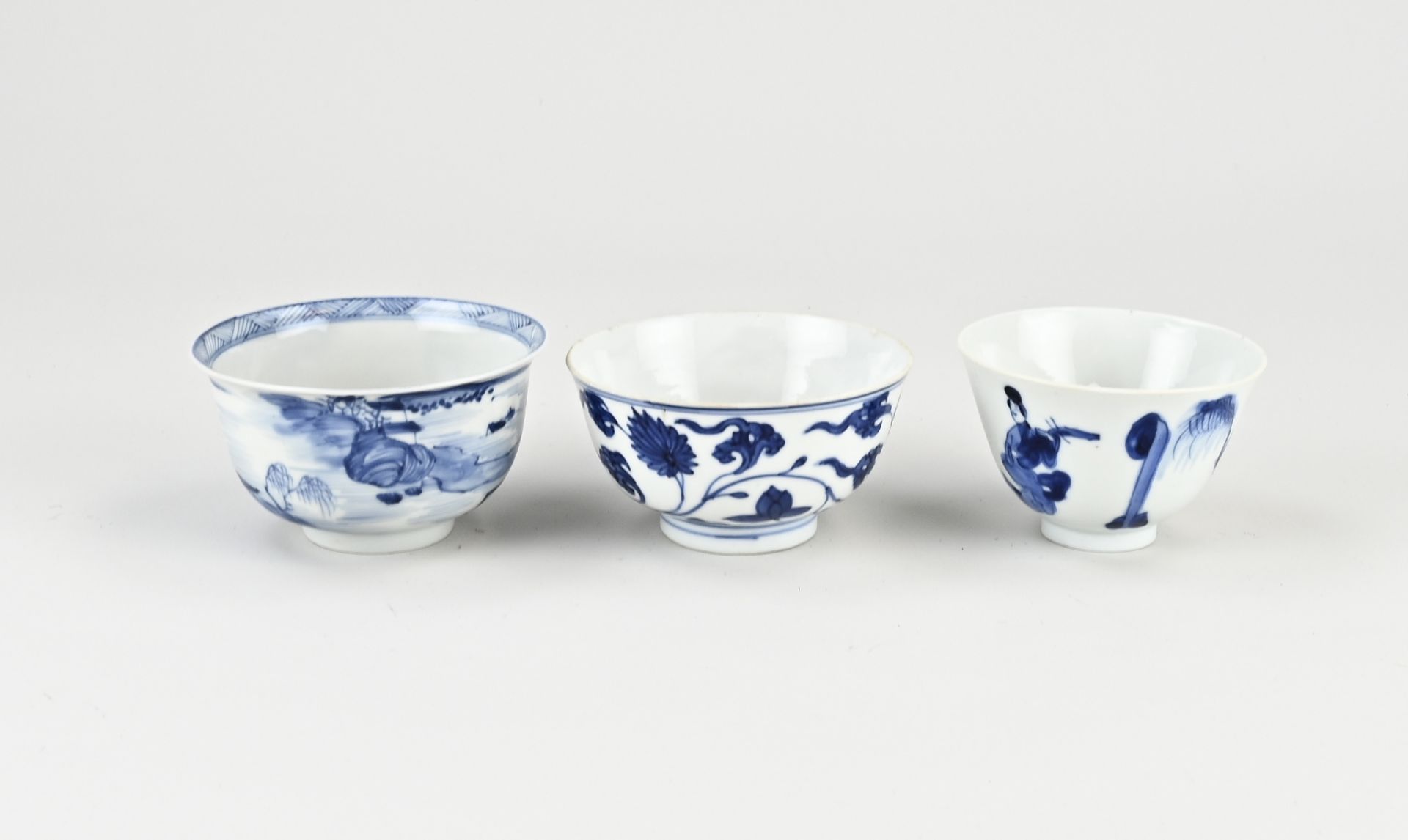 3x 18th century Chinese Kang Xi cups