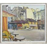 Paul Dom, Cityscape of Paris with terrace, Citroën and figures