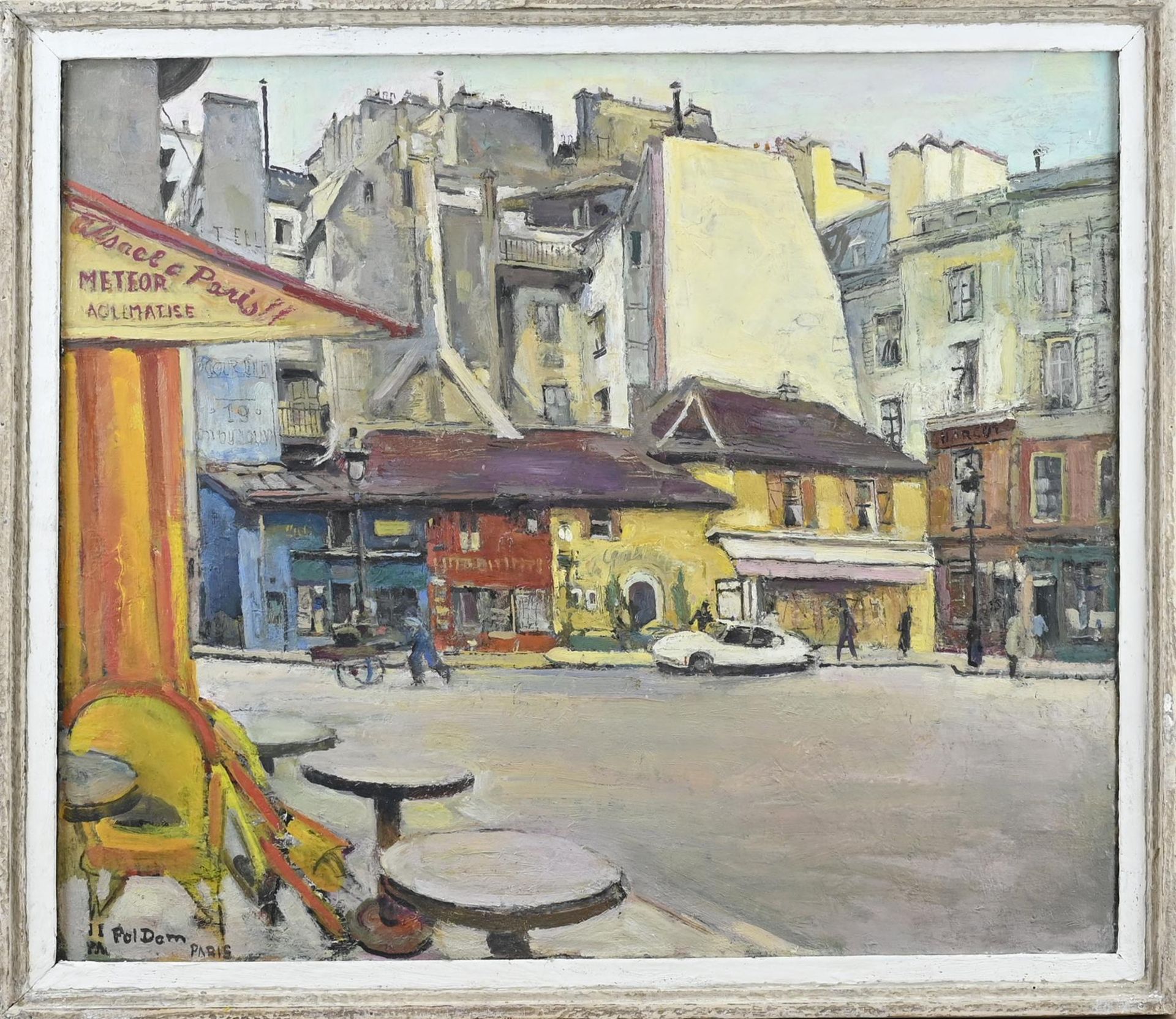 Paul Dom, Cityscape of Paris with terrace, Citroën and figures