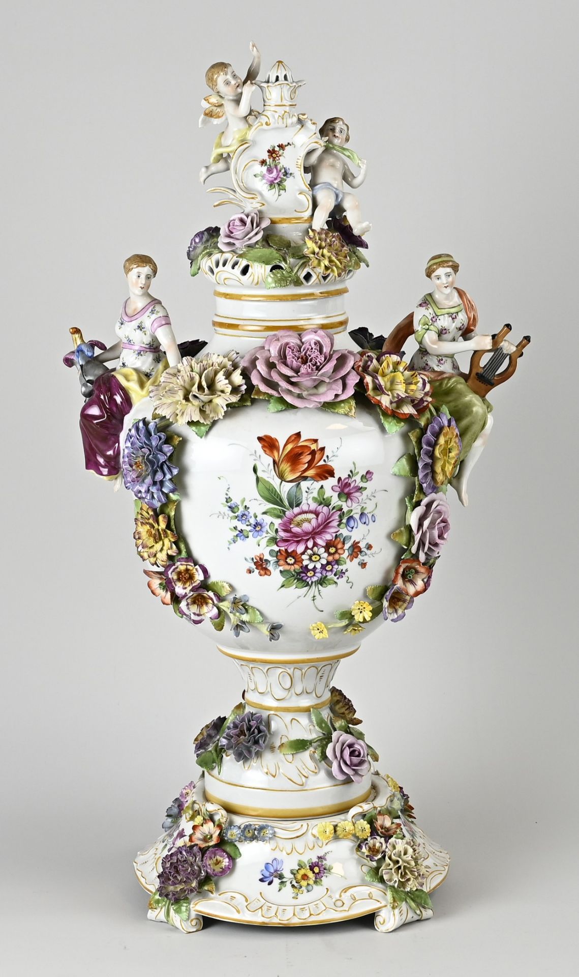 Porcelain Schierholz display vase, H 53 cm.