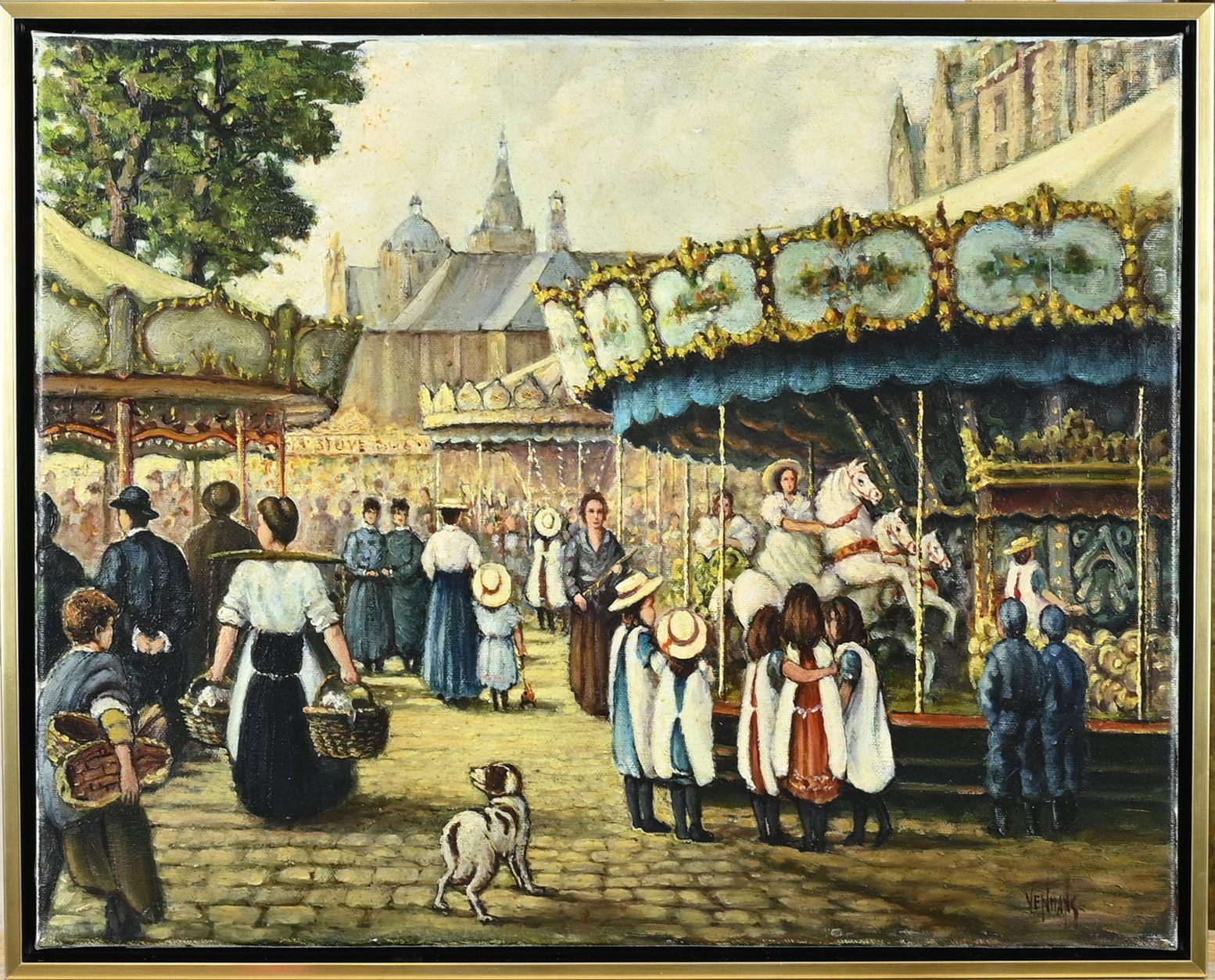 Venmans , Fair with merry-go-round and figures