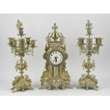 Three-piece French clock set, 1890