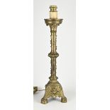 Antique brass table lamp, H 64 cm.