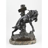 Bronze figure, Dog on a tree trunk