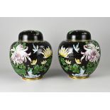 Two Japanese or Chinese storage jars Ø 22 - 23 cm.