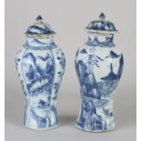 Two 18th century queng lung lid vases, H 21 cm.