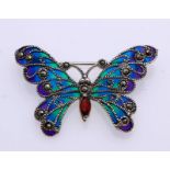 Silver butterfly with enamel